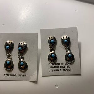 genuine Indian hand crafted sterling, silver earrings.